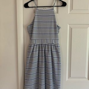 Banana Republic halter, striped blue dress